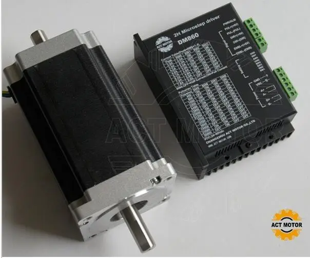 Действовать двигатель 1 шт. Nema34 шаговый 34HS5435B двойной вал 1600oz 3.5A + драйвер DM860 7.8A