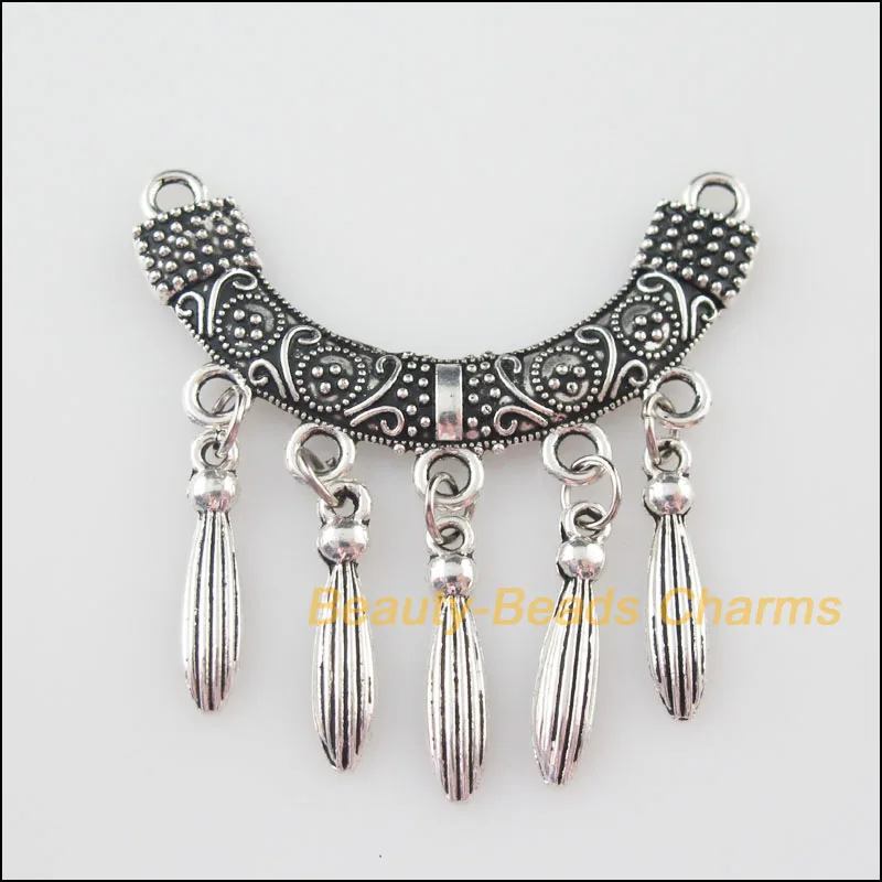 Новинка 5 шт. Тибетский серебристый цвет изогнутые цветок Ленточки