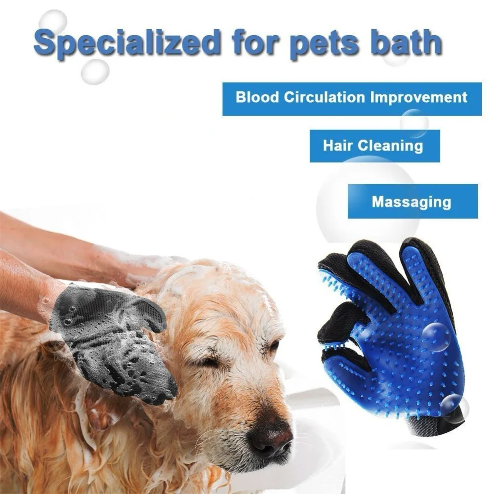 Кота Уход за лошадьми Deshedding кисть Перчатки Сенсорный собака нежный эффективный массаж спины мех стиральная купальный гребень Чистящая Щетка для питомца