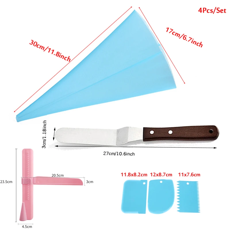 Скребок для торта пищевого класса регулируемый с 3 шпателями глазировки