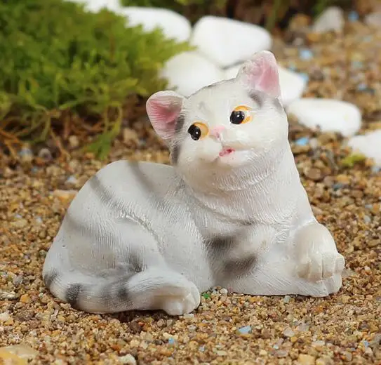 gray lying cat Милый кот животное Миниатюрный Фея Сад домашнее украшение для дома мини ремесло Ландшафтный Декор микро DIY аксессуары - Цвет: gray lying cat