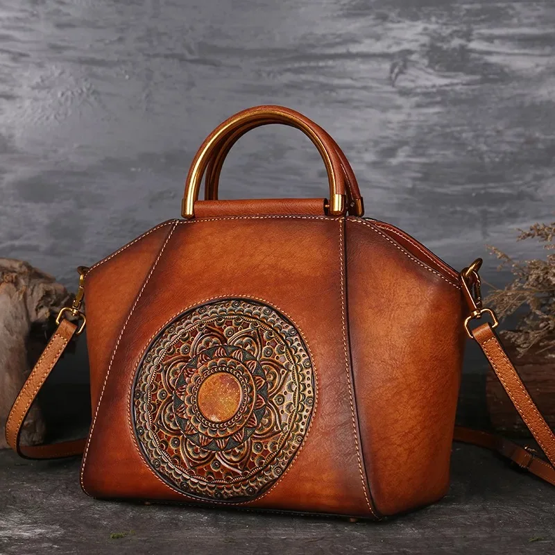 Qiwang Vintage Handmade Handbag 3D Flower Designer Genuine Leather Women Bag real leather high quality for Rich | Багаж и сумки