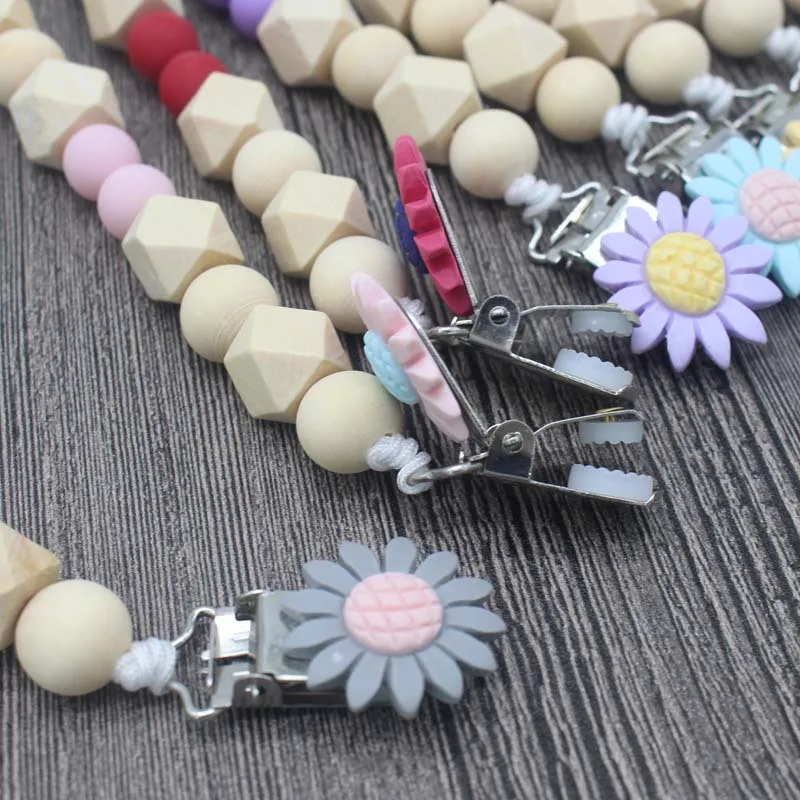 Персонализированные солнечные цветы дерево ABS соски цепи безопасная цепочка для