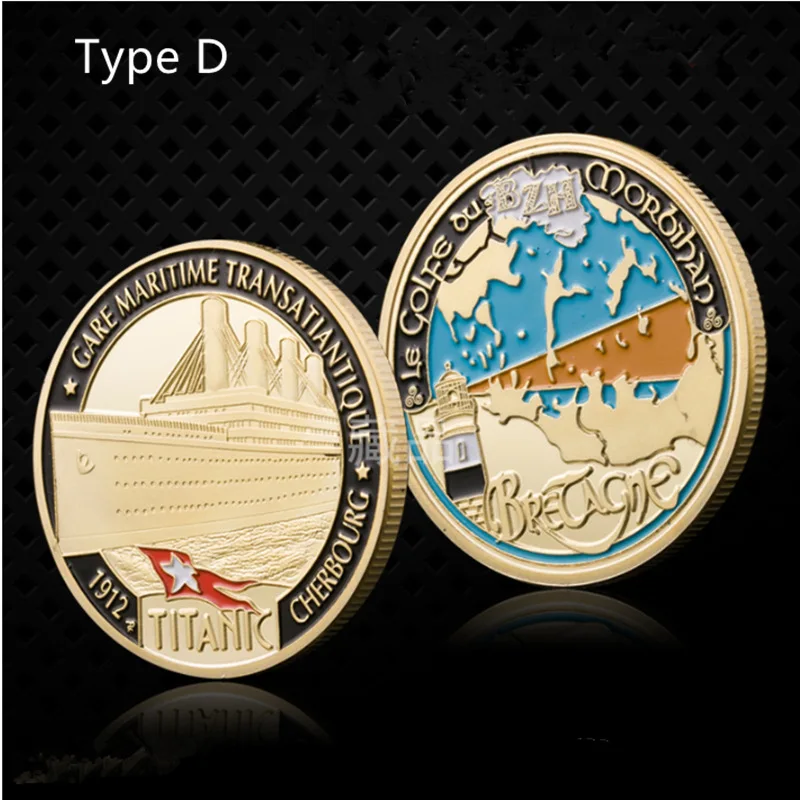 Challenge Coin Titanic Luck коллекция подарок на день Святого Валентина пара Биткоин Металл Сувенир позолоченная монета Сердце моря