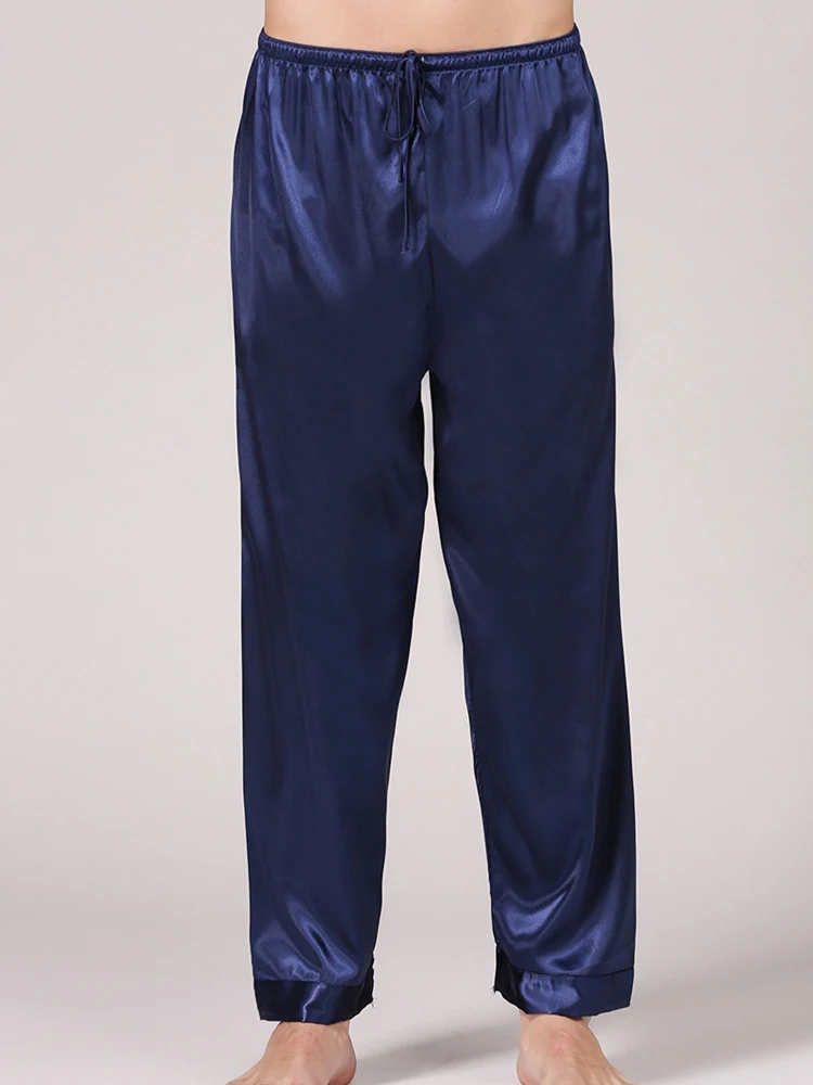 Lounge Men's Satin Silk Pajamas Long Summer Sleepwear Pants Soft Underwear Sexy Nightwear Underpants pyjama homme