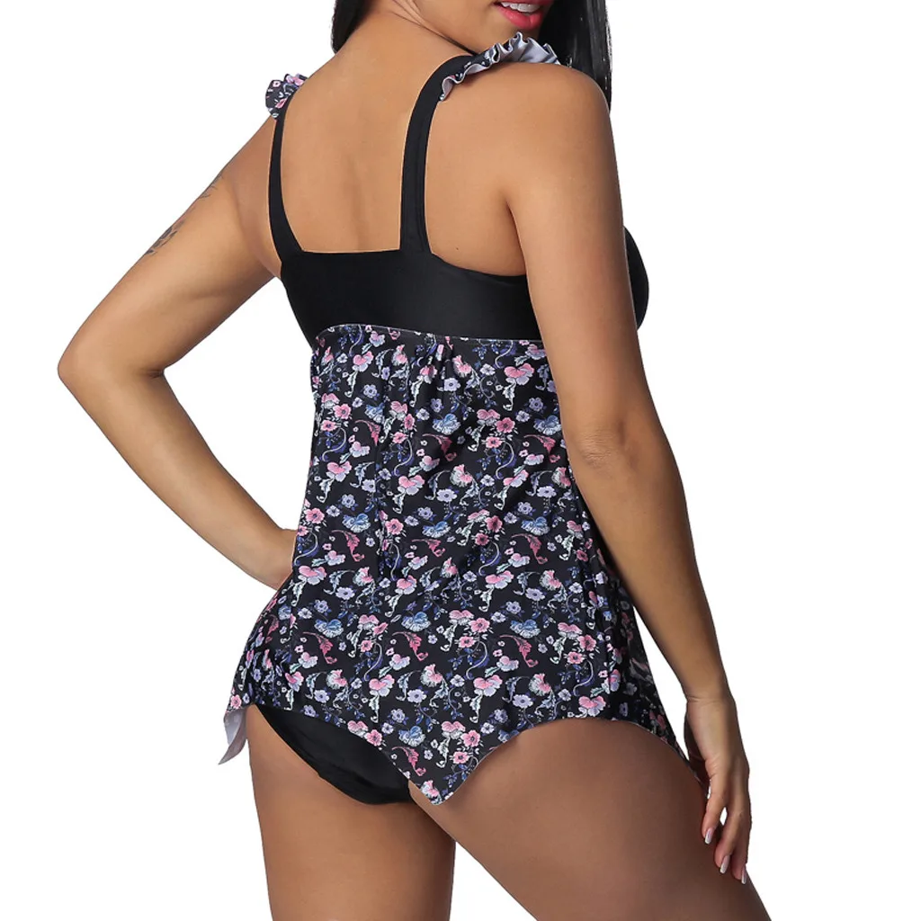 Женский Плюс Размер Танкини с принтом купальник пляжная одежда Мягкий