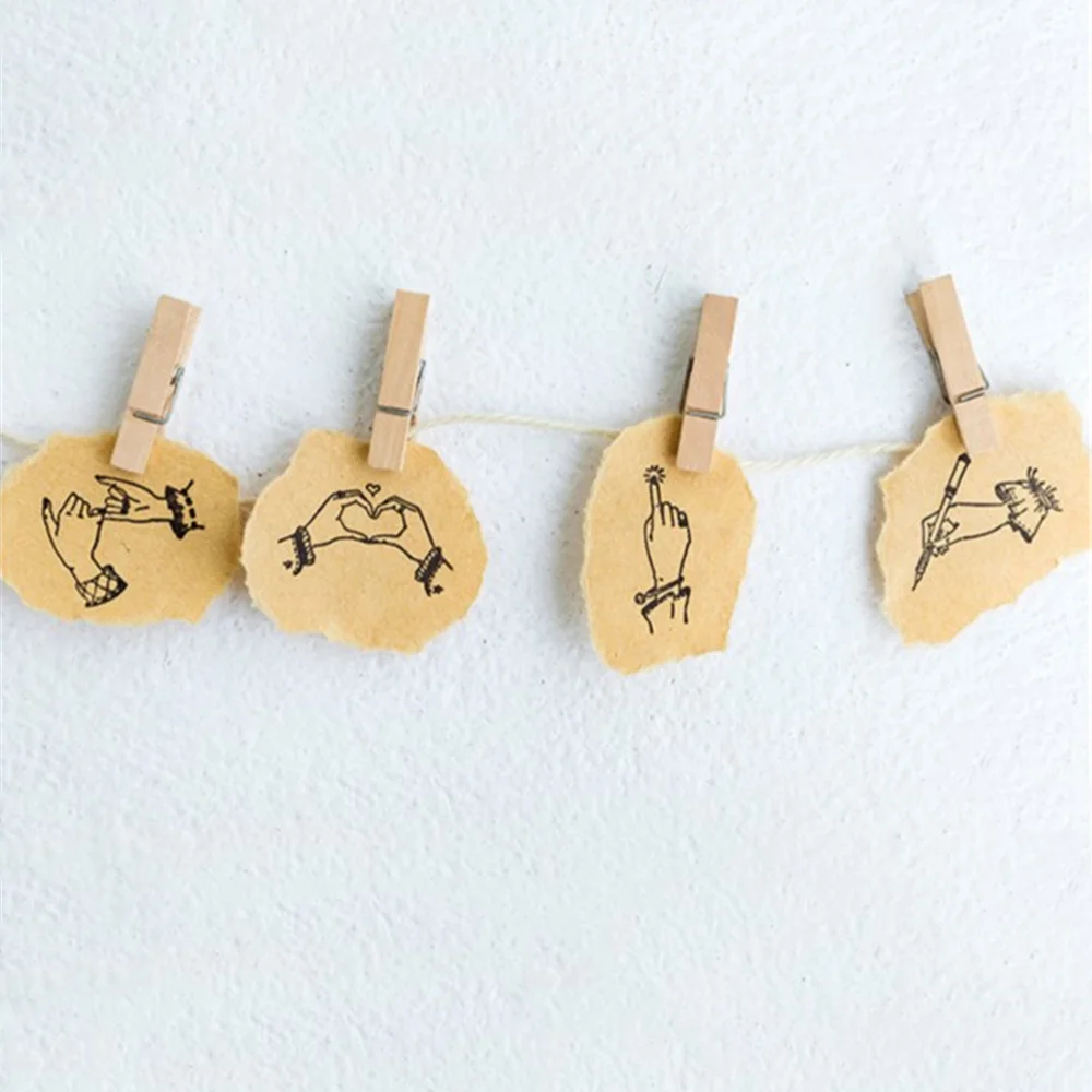 1 шт. Новинка жесты деревянные марки Kawaii Канцтовары DIY Скрапбукинг дневник