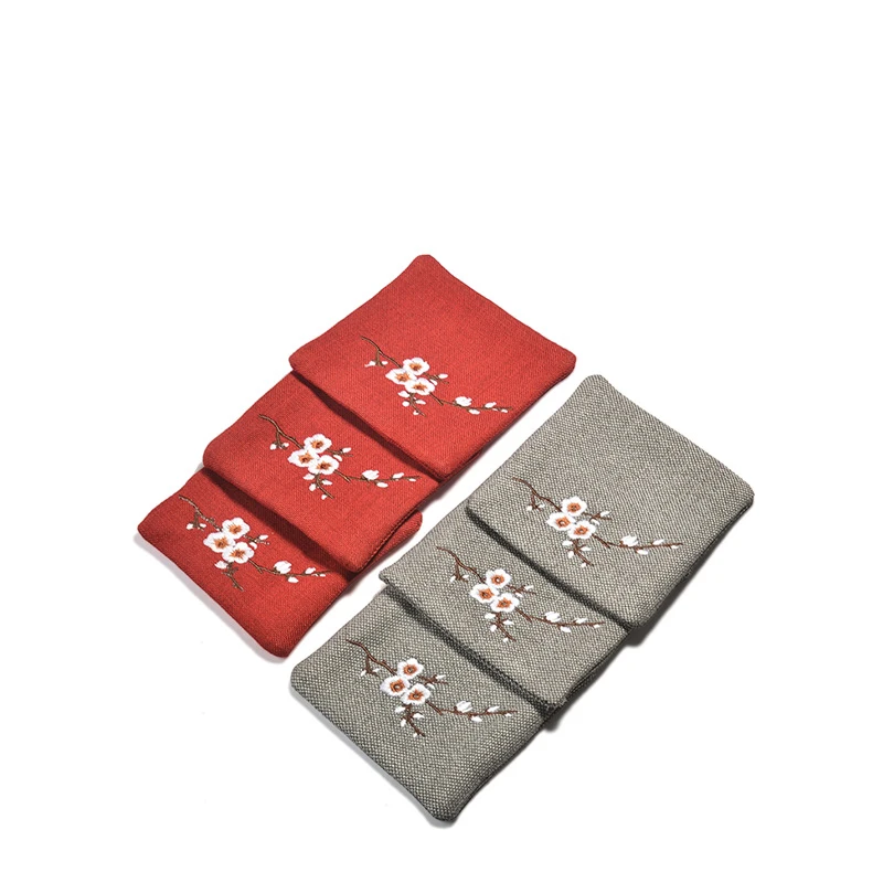 

PINNY Chinese Style Linen Embroidery Cup Coaster High Quality Cloth TeaCup Mat Retro Tea Ceremony Accessories Hand Made Cup Pads