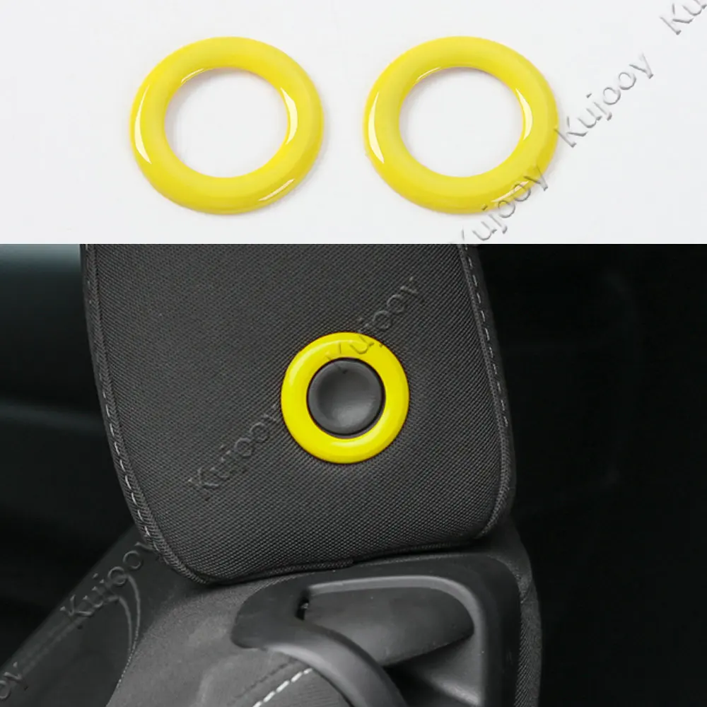 

2X Yellow ABS Car Seat Headrest Adjust Control Switch Button Decoration Ring Trim Sticker For Chevrolet Camaro 2017 Car Styling