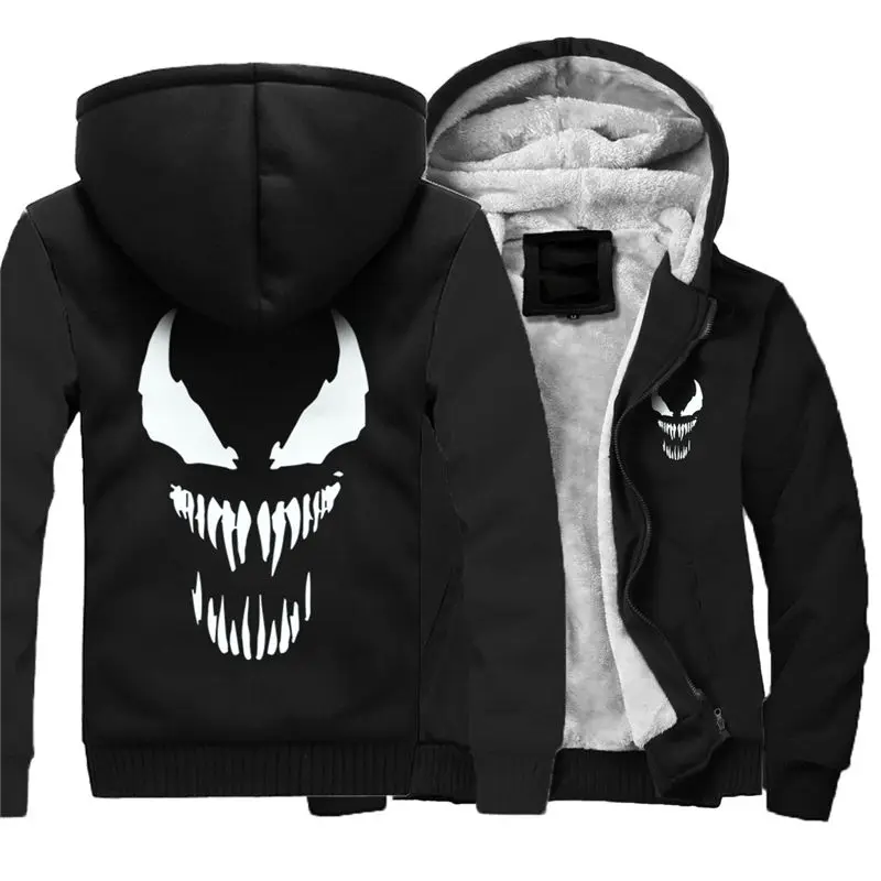 Зимние толстовки с капюшоном на молнии Venom куртки пуловеры мужские пальто