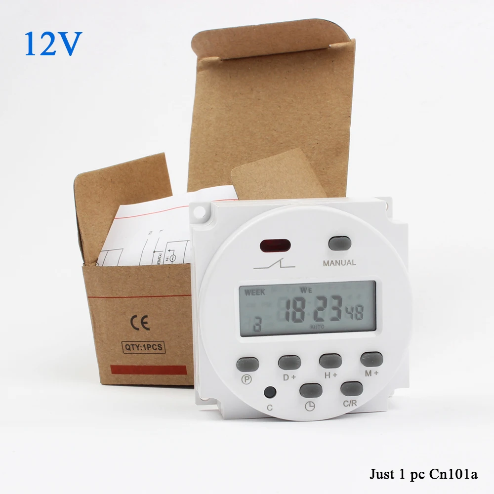 12V Стабильное качество CN101A AC 110 в 120 в цифровой ЖК-таймер питания программируемый реле времени 8А до 16А CN101 таймер еженедельное время - Цвет: 12V