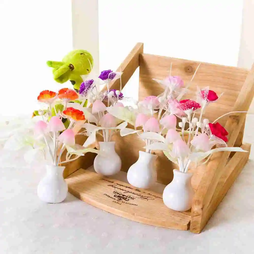 10 шт. Световой Сенсор Красочный Гриб Сиреневый Цветок СВЕТОДИОДНЫЕ Ночные Огни