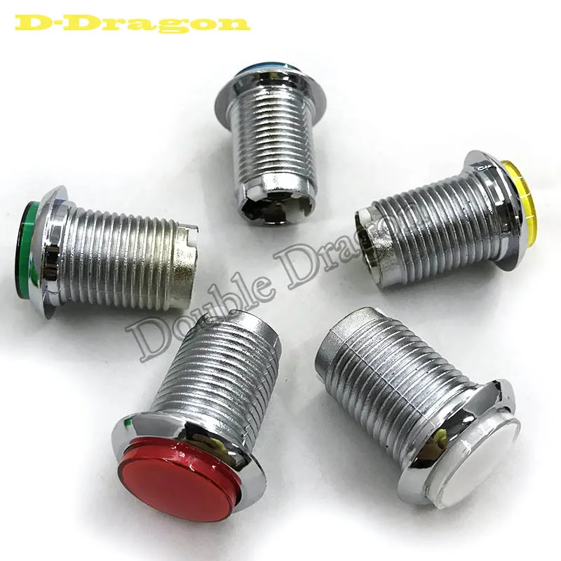 

50 Pcs/lots jamma arcade switch button 12V led illuminated CHROME Plated push button with microswitch for DIY game parts