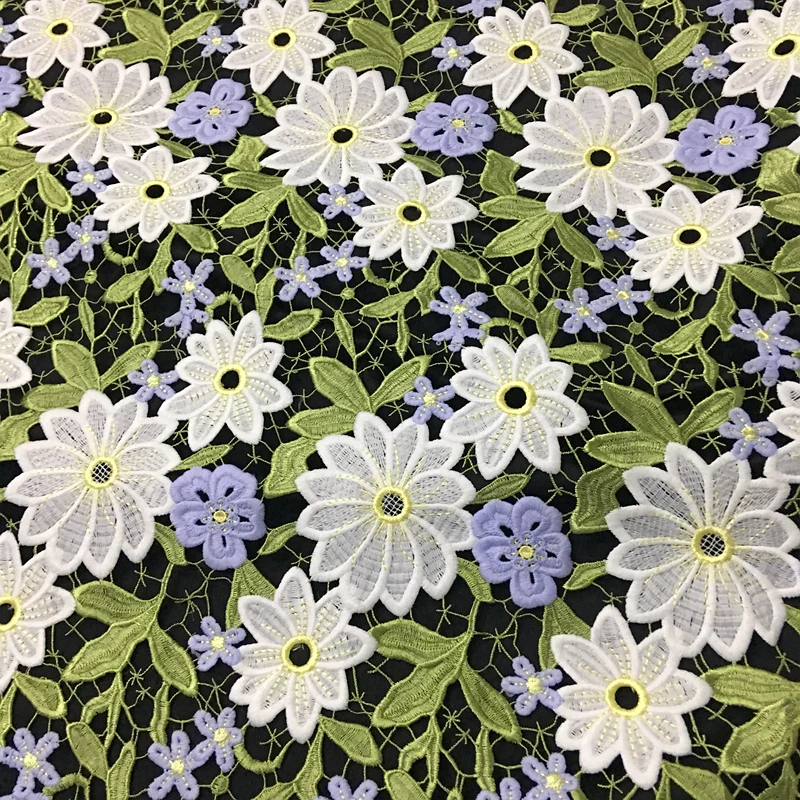 

GLace 1Y/Lot flower cotton line patchwork mesh fabric for dress embroidery lace accessories cloth decoration TX1097