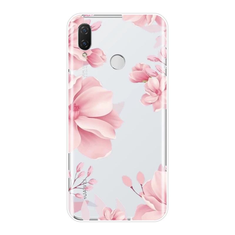 Чехол для Huawei Nova Smart Lite 2017 силиконовый мягкий розовый чехол с розовыми цветами 2i 2