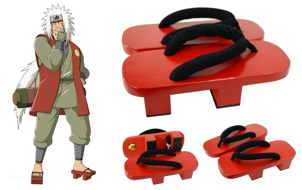 Мокасины Jiraiya обувь для косплея высокий каблук Гета сапоги Paulownia Pulley красные