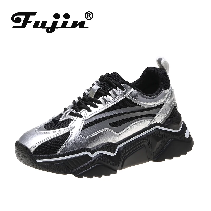 Женские кроссовки на высокой платформе Fujin повседневные из сетчатого материала