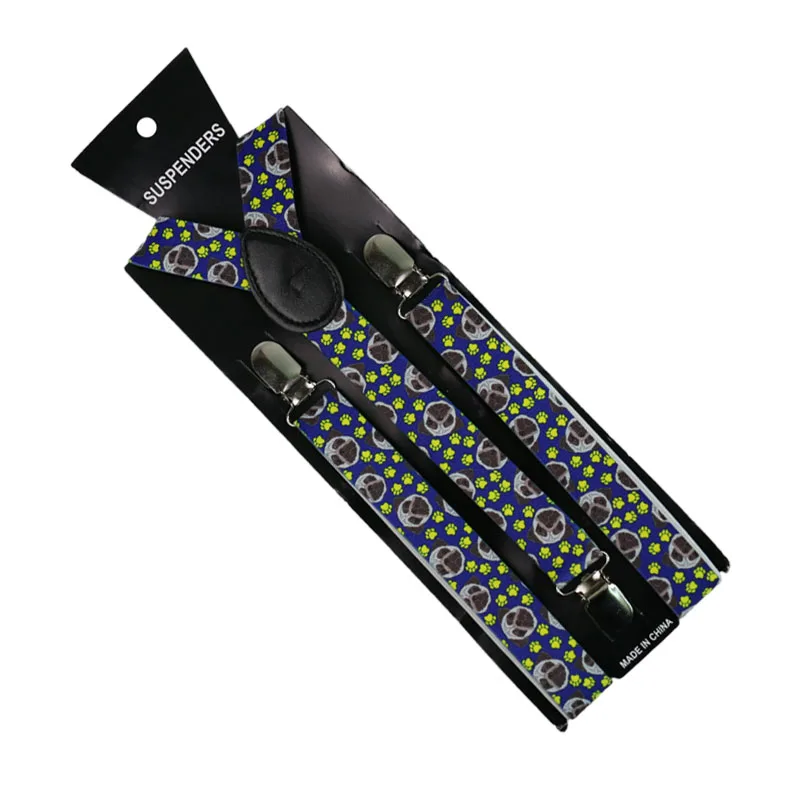 Winfox Fashion 2.5cm Wide Animal Print Cat Braces Suspenders Men Women Clip on Adjustable Clothes Pants | Аксессуары для одежды