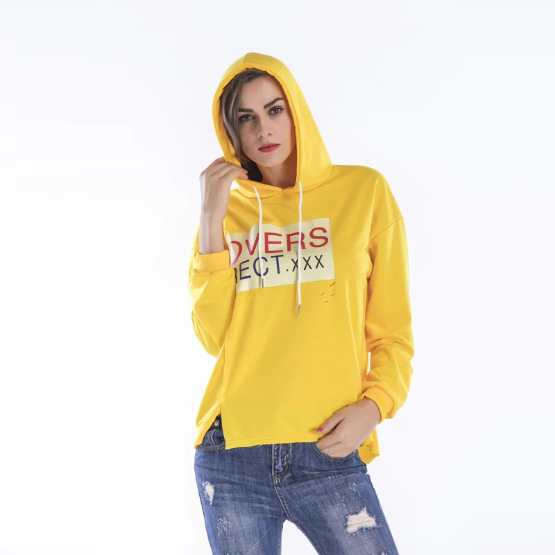 Желтый зима элегантный дизайн свободный свитер с длинными рукавами кулиска по