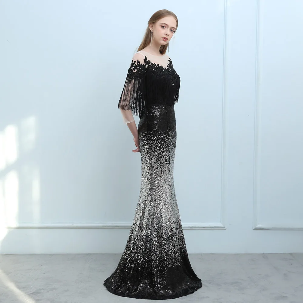 Элегантное Вечернее Платье vestido de festa 2018 длинное черное платье длина до пола три