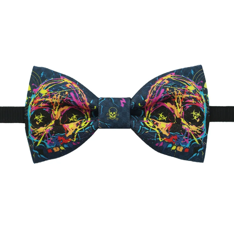 Мужские брендовые дизайнерские неоновые галстуки бабочки с черепом мужские