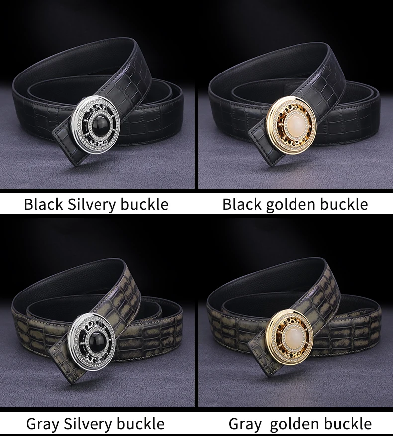 High quality designer belt men genuine leather luxury famous rotate round buckle Crocodile pattern Waist Strap Casual Waistband