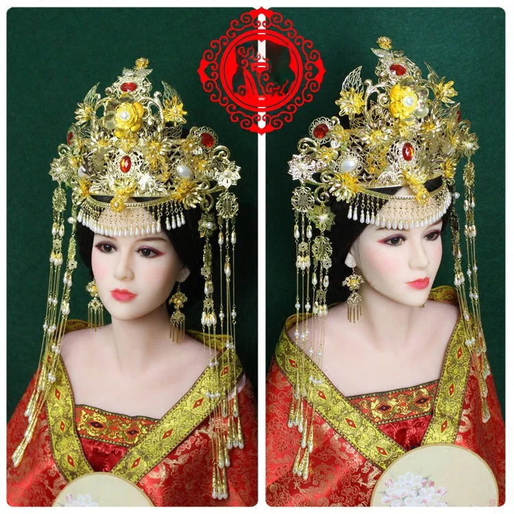 Li ChangLe Wedding Tiara Ancient Chinese Traditional Wedding Phoenix Tiara for Newest TV Play The Princess WeiYoung