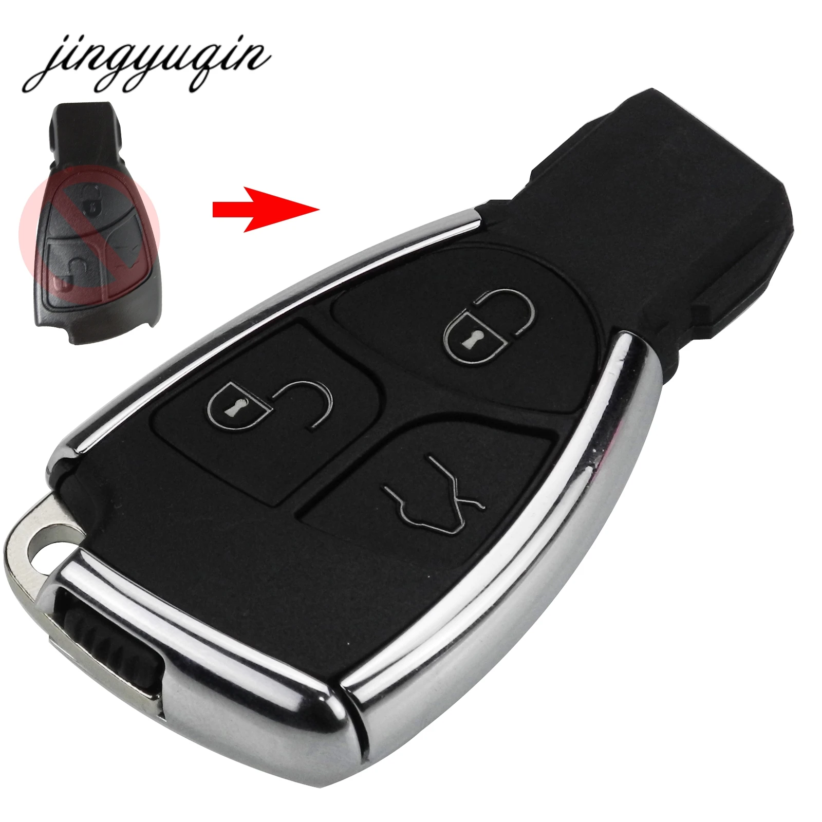 

jingyuqin Modified 3 Buttons Remote Key Shell Fob Case Cover For Mercedes Benz B C E ML S CLK CL Chrome Style