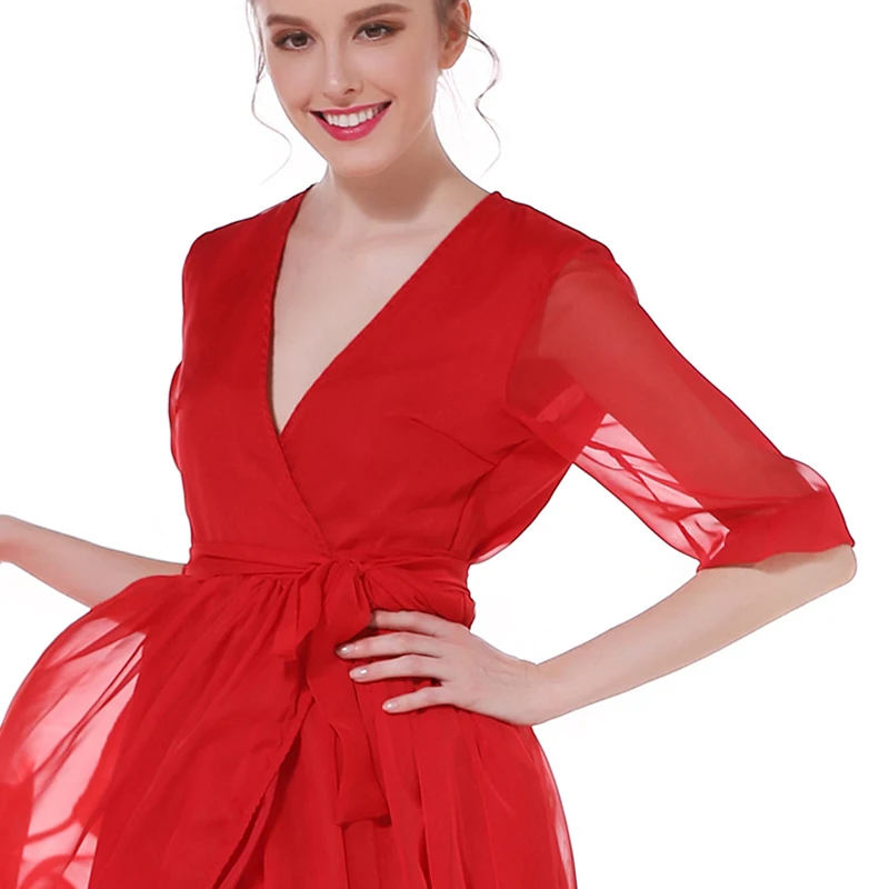 Красное летнее шифоновое платье для женщин 2018 винтажное открытое раздельное