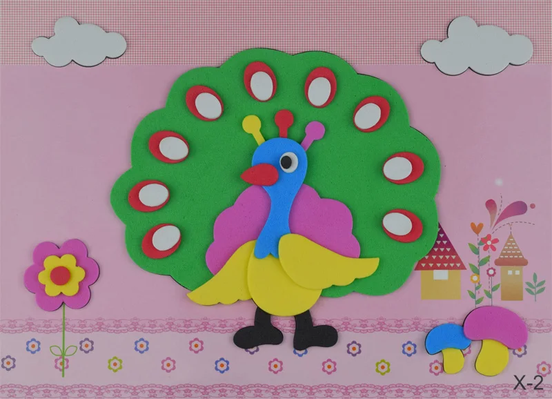 5 Pcs/set EVA 3D Pasting Paper Children Handmade Materials Kids DIY Craft Toys Kindergarten baby Puzzle Stereo Sticker