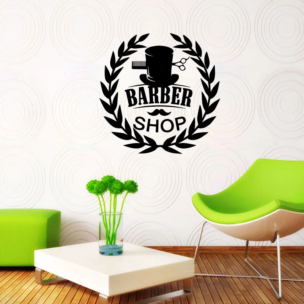 Vinyl Barber Shop Wall Sticker Haircut Beard Face Tools Logo Decal Hair Salon Removable Murals Cut Window Art | Дом и сад