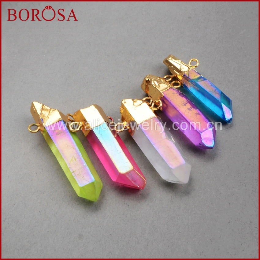 BOROSA 5 шт. золотая Радужная титановая ангельская аура кварцевый кристалл точечные