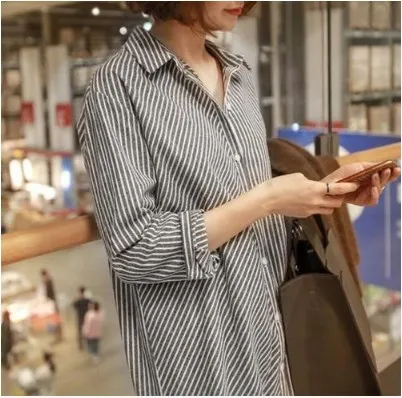 Женская рубашка в полоску Clobee винтажная Роскошная хлопковая свободного покроя