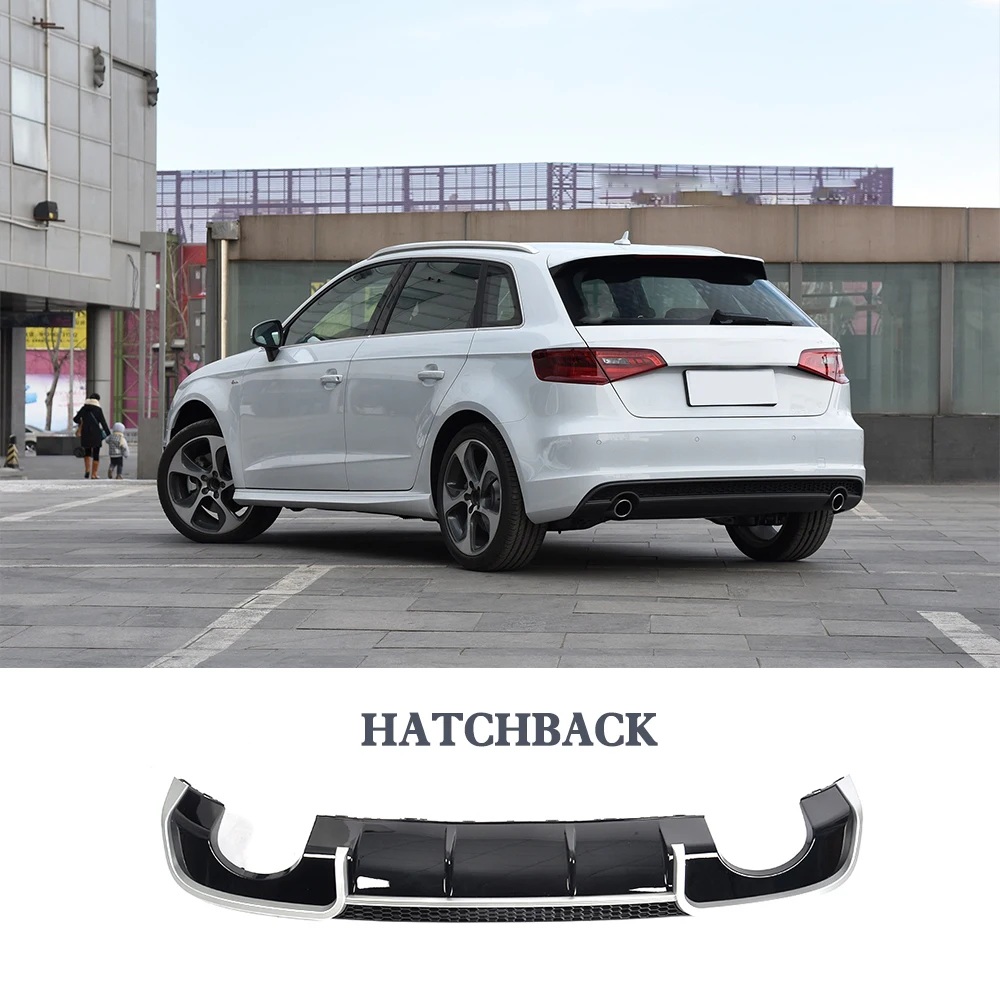 Hatchback Черный FRP автомобиль гоночный задний диффузор для Audi A3 Стандартный седан хэтчбек- 4 двери 8V не Sline четыре розетки - Цвет: Hatchback