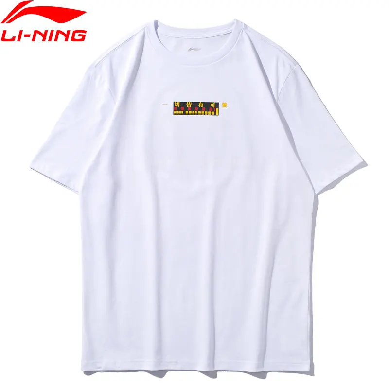 Li Ning Мужская футболка с коротким рукавом 100% хлопок обычная посадка подкладка