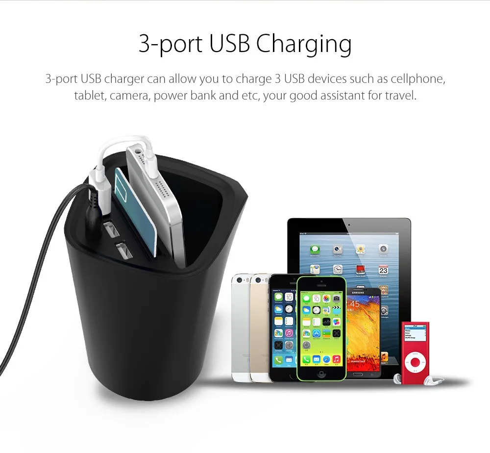 ORICO автомобильное зарядное устройство 3 USB DC/5 В 7.2A чашки мощность Разъем адаптер прикуривателя с держатель для карт слот