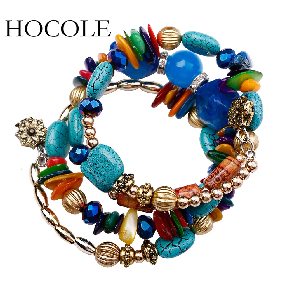 HOCOLE 2017 Новый горячий богемный браслет с подвесками кристалл натуральный камень
