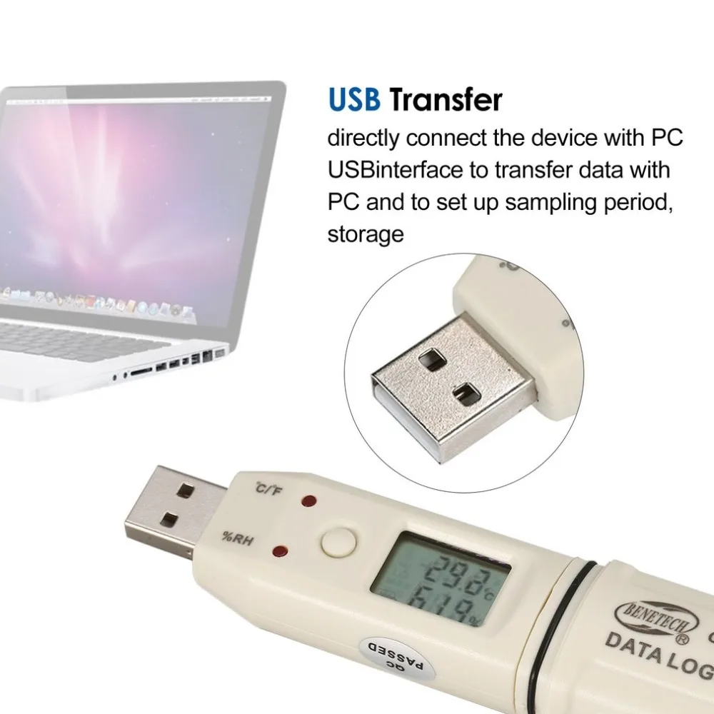 BENETECH Измеритель температуры и влажности цифровой ЖК-дисплей USB флэш-диск ручка