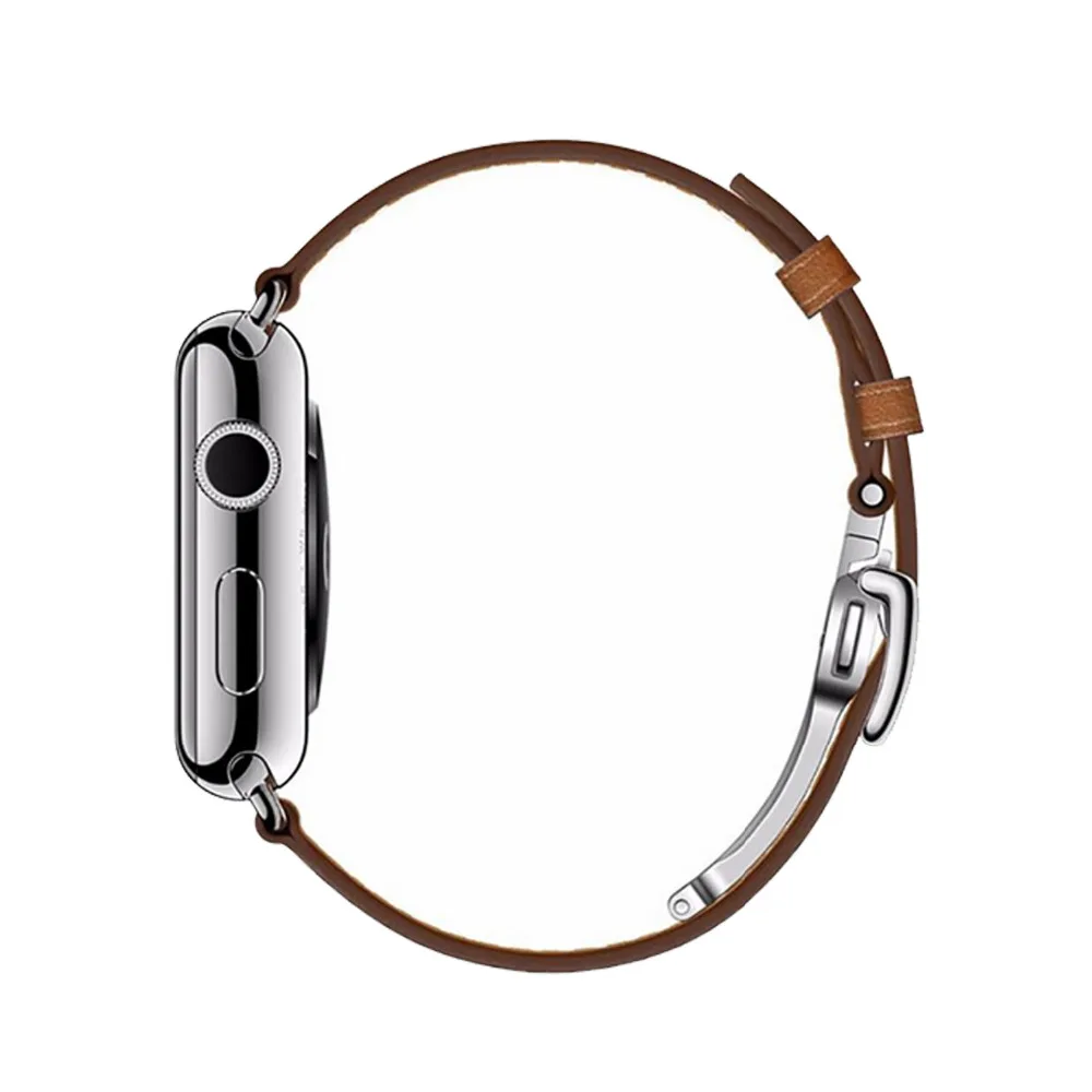 Ремешок из натуральной кожи с металлической пряжкой бабочкой для apple watch iwatch series