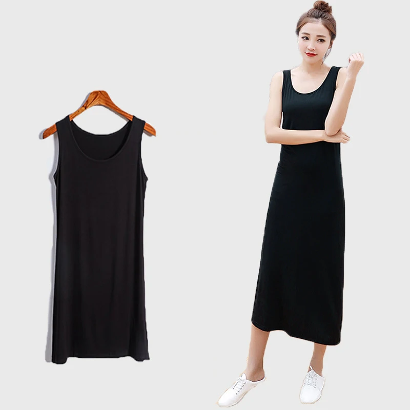 Женское однотонное длинное платье майка на бретельках облегающее мягкое Нижняя