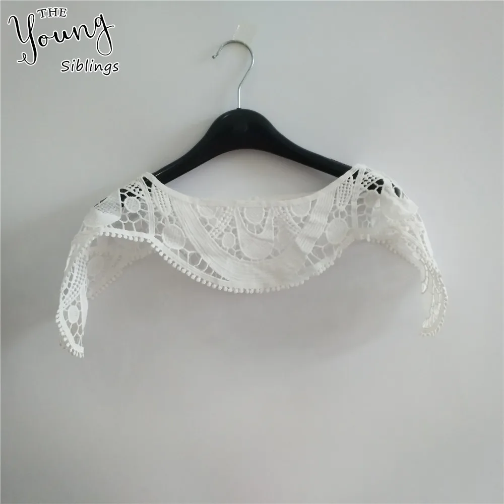 Высококачественный белый кружевной воротник с вышивкой искусственное шитье