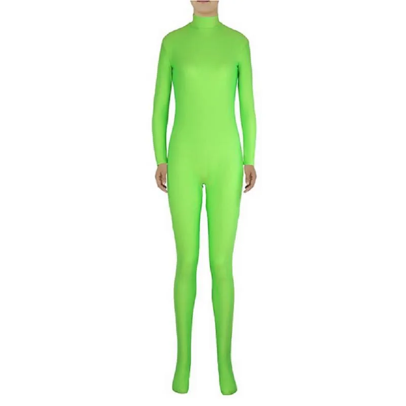 Fluorescent Green Костюм для косплея для детей и взрослых; комбинезон; костюм из кожи зентай; облегающий костюм из лайкры; одежда для сцены; костюм на Хэллоуин; карнавальный костюм - Цвет: Fluorescent Green