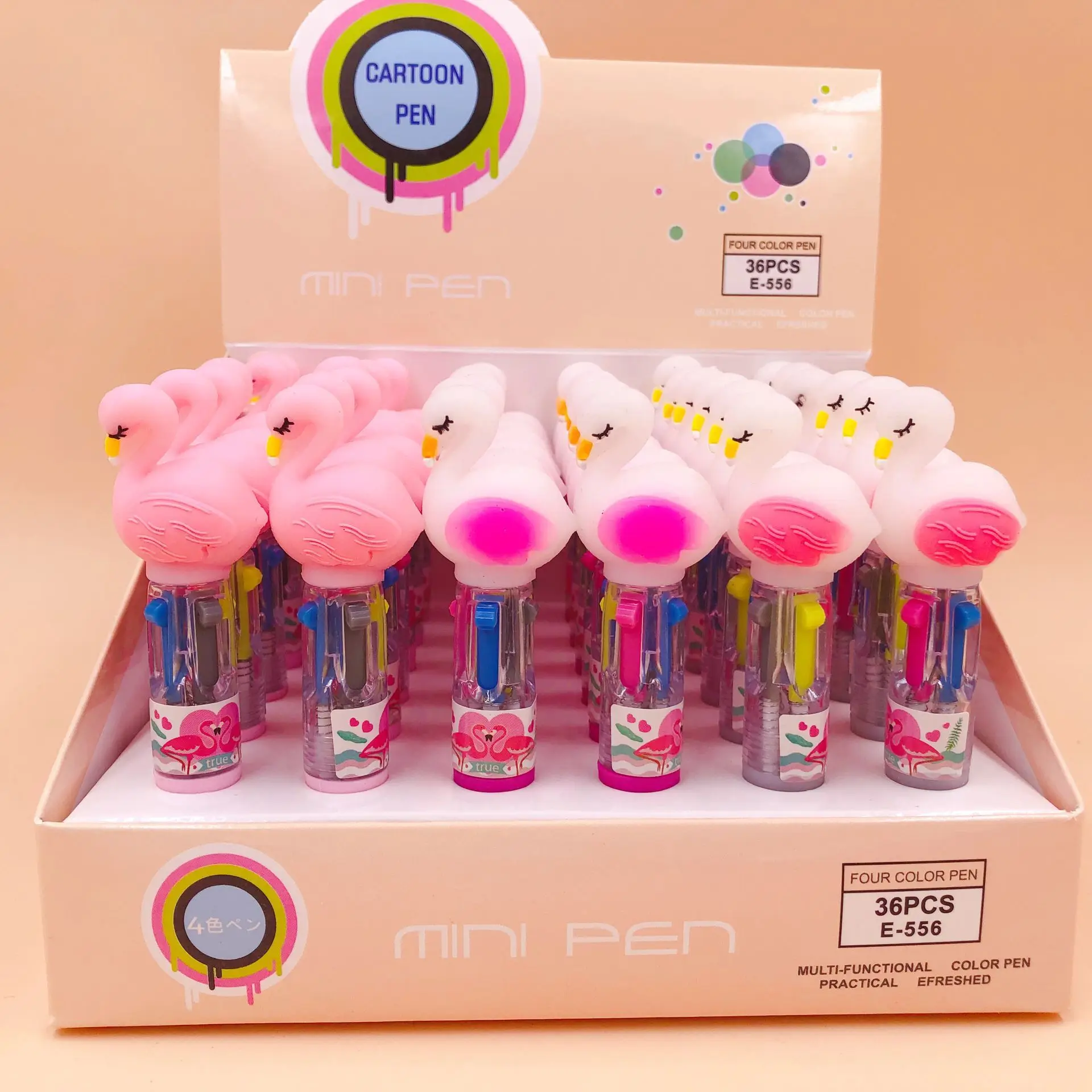 3 шт./лот миниатюрная шариковая ручка с фламинго 4 цвета школьные и офисные