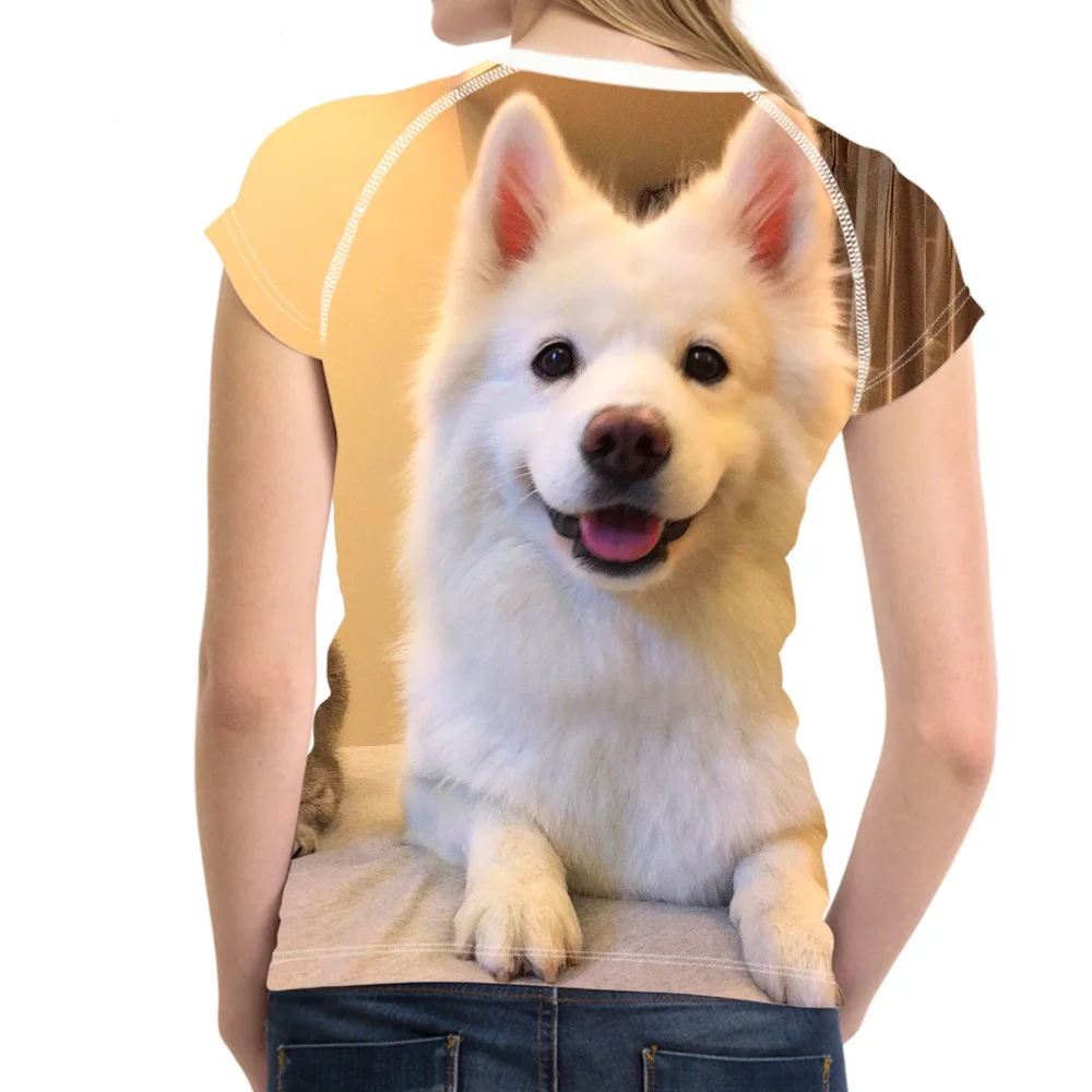 Noisydesigns Samoyed 3D Printed Female Short Sleeve T-shirts Cute Dog Design Women T Shirt Summer Tops Tees Camiseta Ceminina | Женская