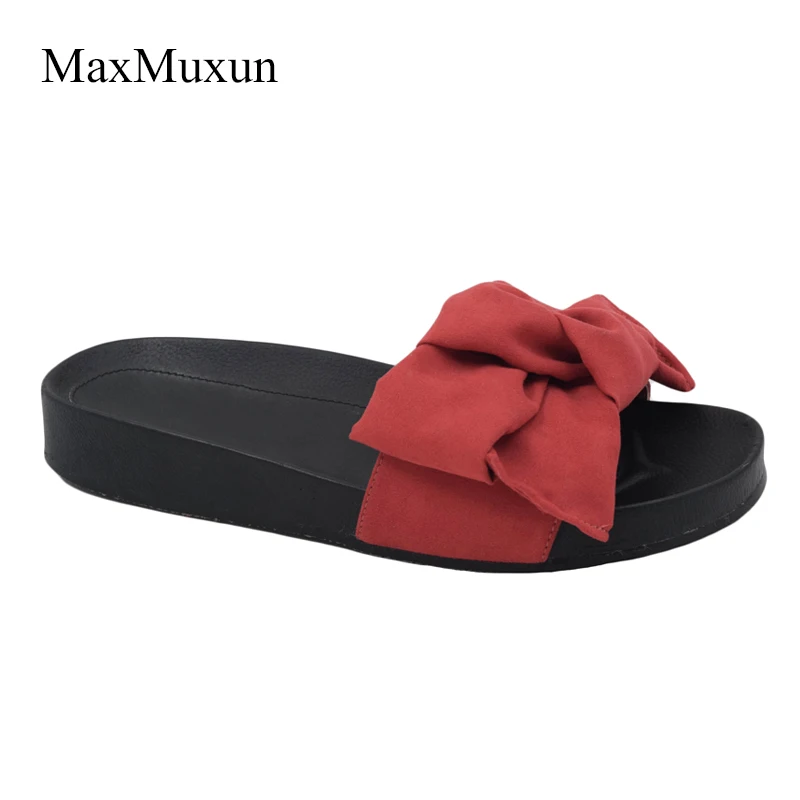 MaxMuxun/женские резиновые шлепанцы с бантиком пляжные вьетнамки для дома женские