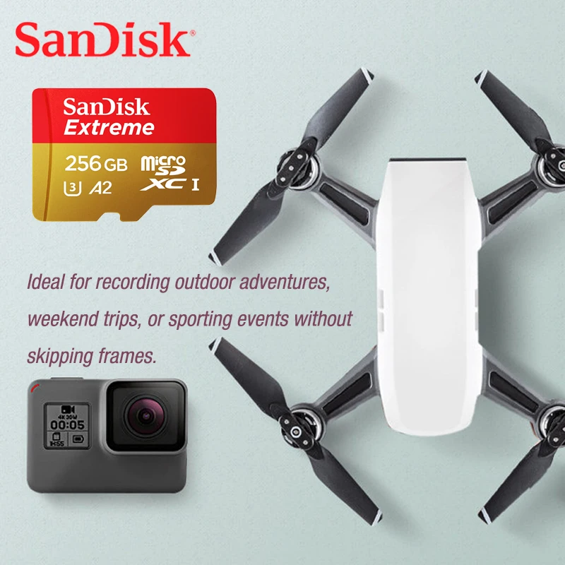 Карта памяти SanDisk Extreme/PRO UHS I micro sd 400G 256G 128G 64G до 160 МБ/с./с скорость чтения 10 V30 U3 A2