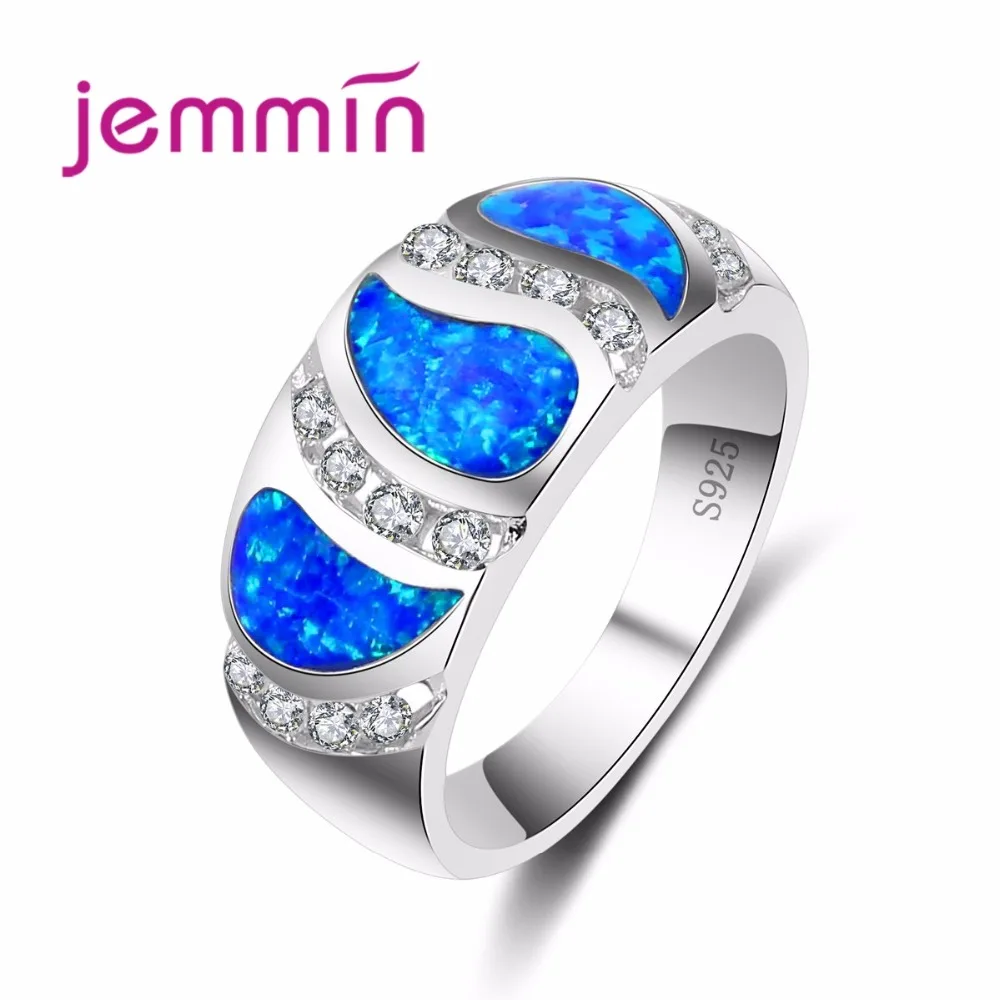 Женское кольцо из серебра 925 пробы с голубым блестящим опалом|silver band ring|silver opal