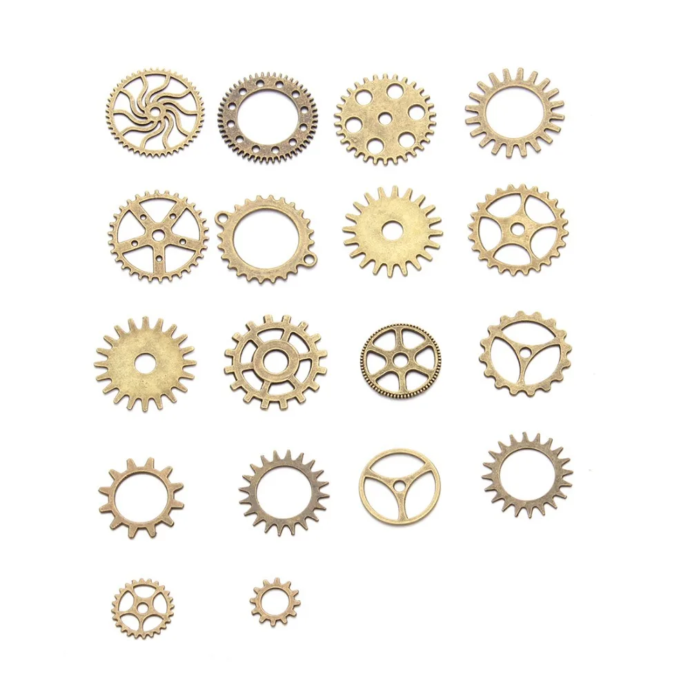 

30pcs/lot Mixed Antique Bronze Vintage Steampunk Gears and Cogs Metal Charms Pendants Fit DIY Bracelets Jewelry Making Materials