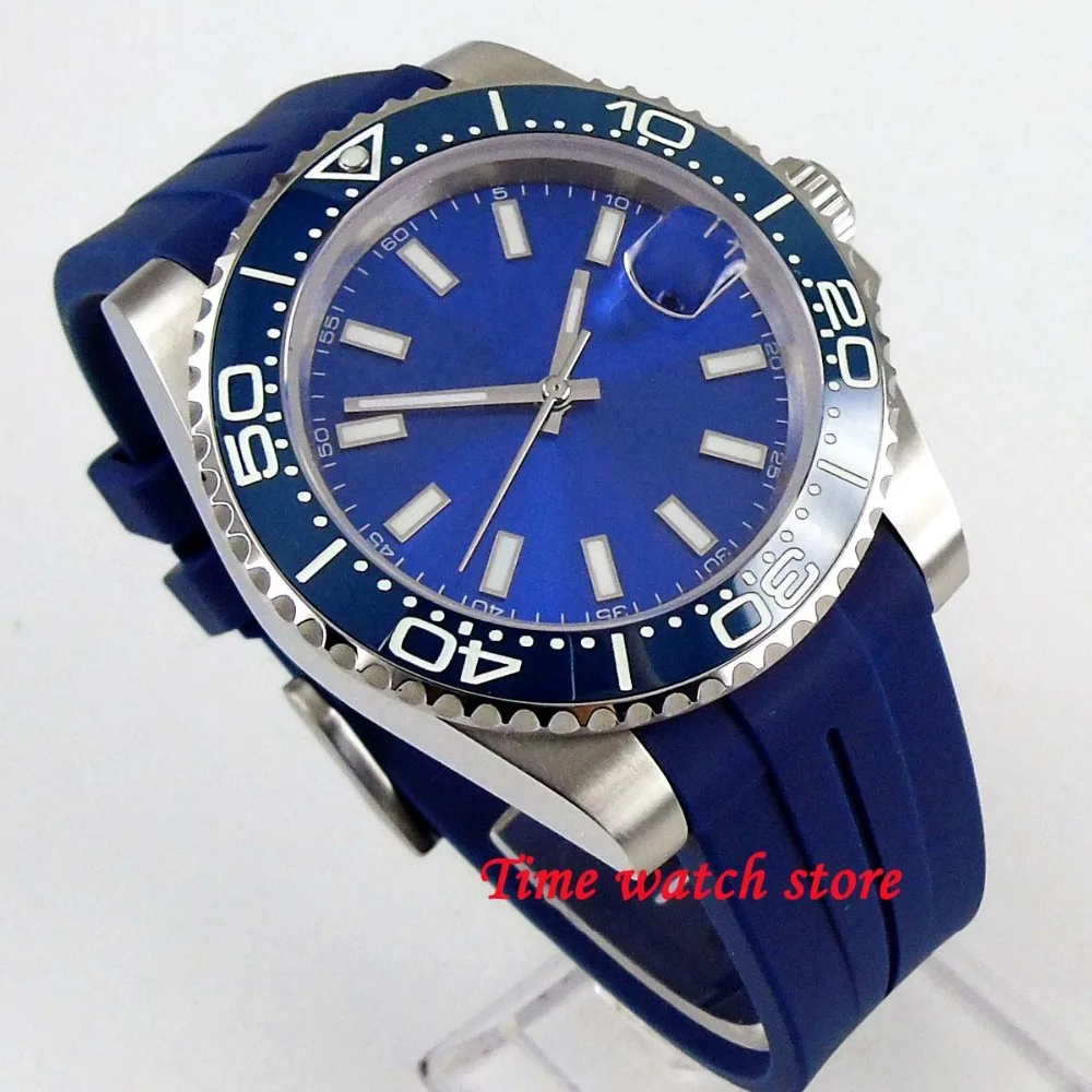 Bliger 40 мм 21 jewels Miyota 8215 автоматический синий стерильный циферблат Мужские часы