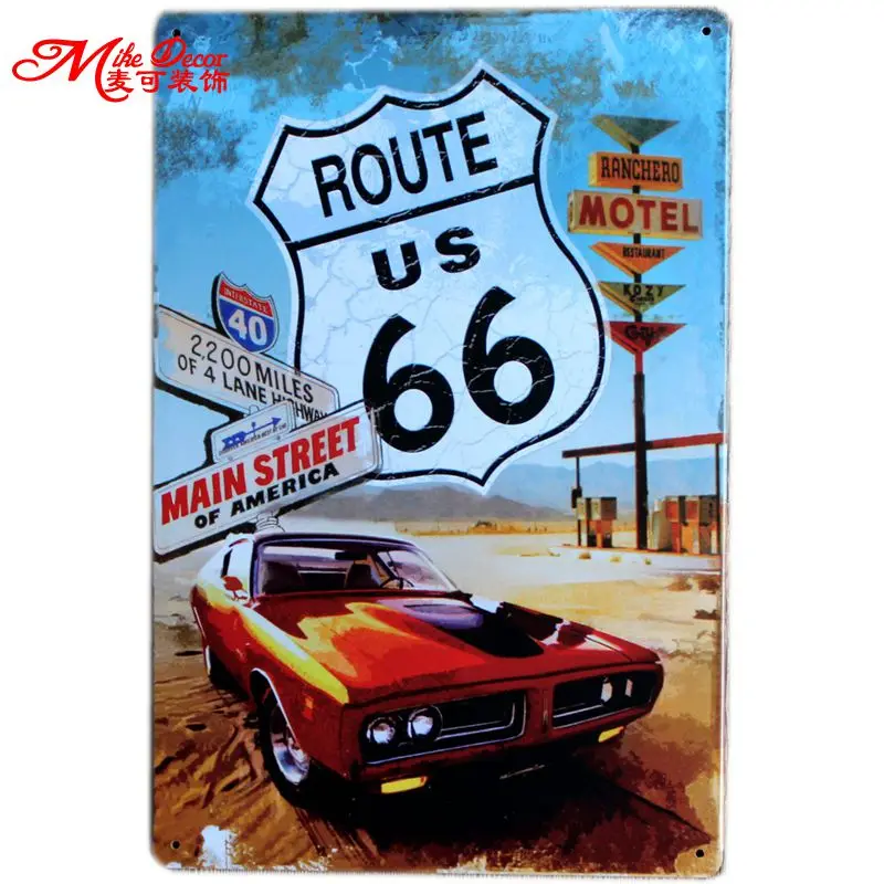 [Mike86] Route66 основной металлический знак постер для комнаты художественная роспись